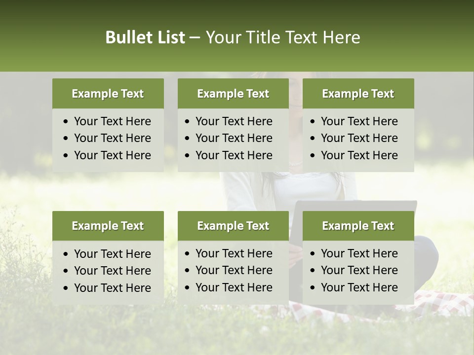 Girl With Laptop In Nature PowerPoint Template