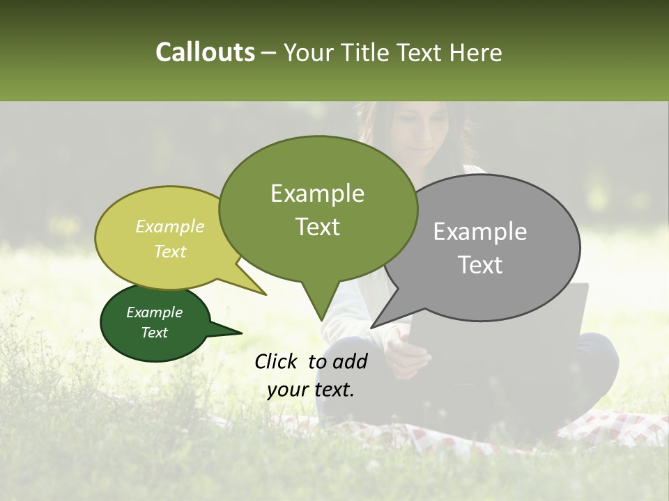 Girl With Laptop In Nature PowerPoint Template