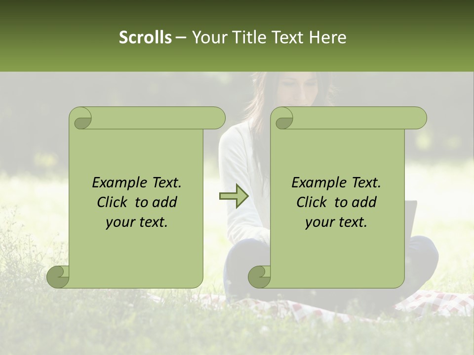 Girl With Laptop In Nature PowerPoint Template