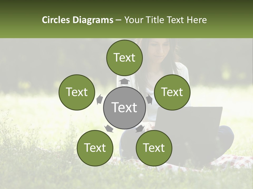 Girl With Laptop In Nature PowerPoint Template