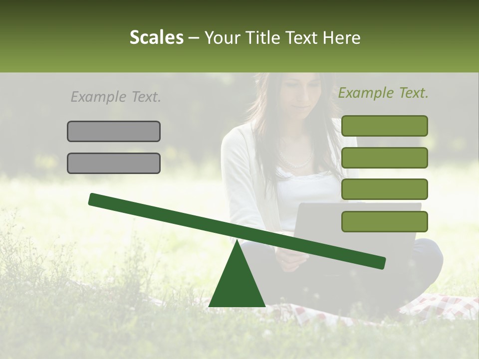 Girl With Laptop In Nature PowerPoint Template