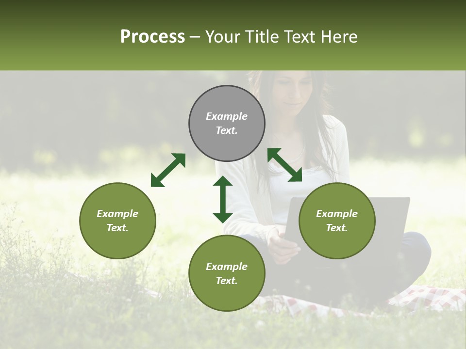 Girl With Laptop In Nature PowerPoint Template