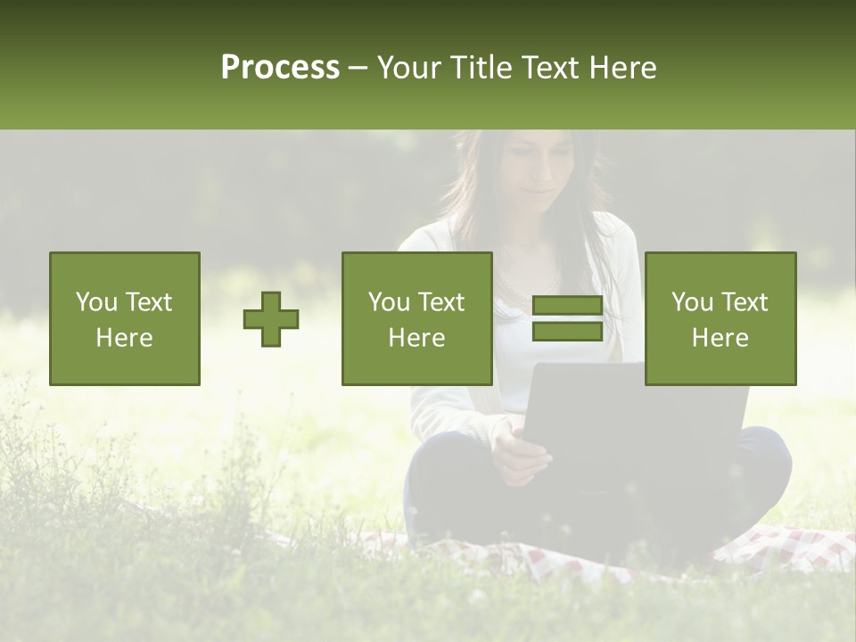 Girl With Laptop In Nature PowerPoint Template