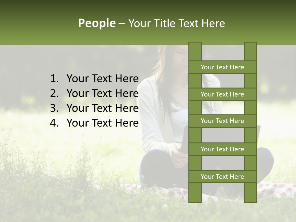 Girl With Laptop In Nature PowerPoint Template