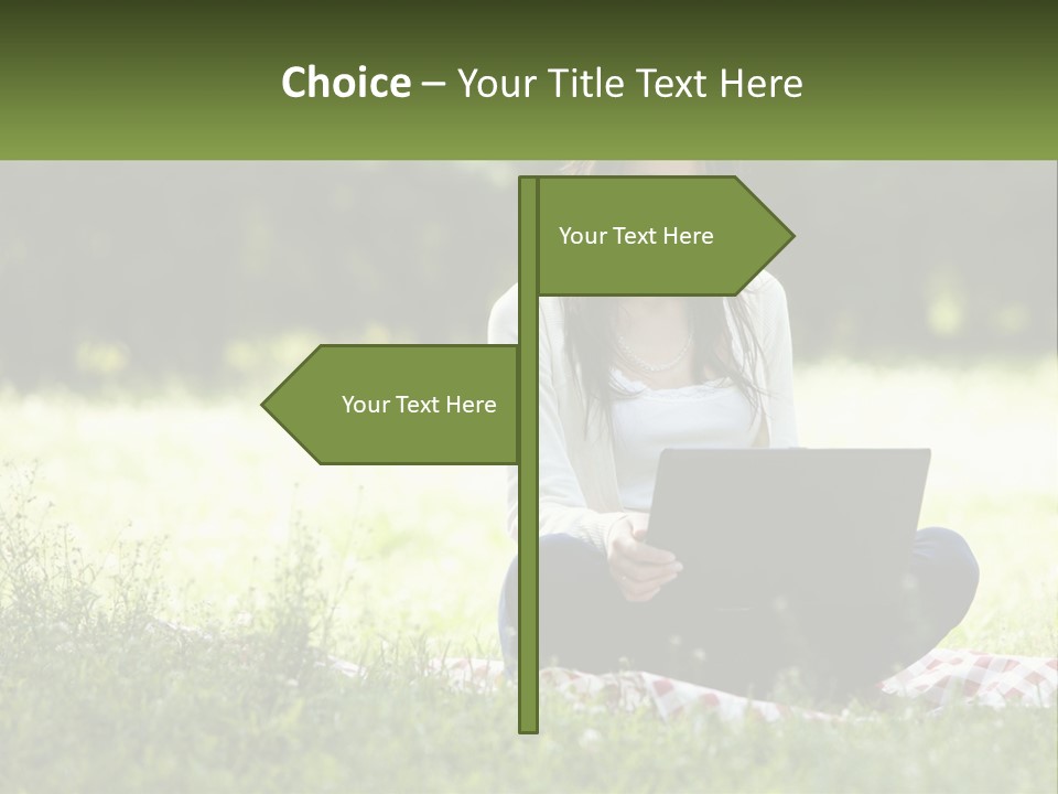 Girl With Laptop In Nature PowerPoint Template