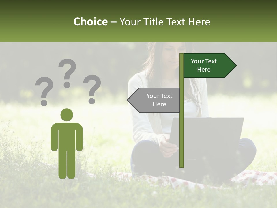 Girl With Laptop In Nature PowerPoint Template