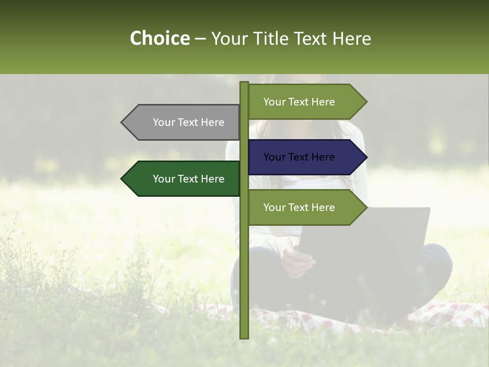 Girl With Laptop In Nature PowerPoint Template
