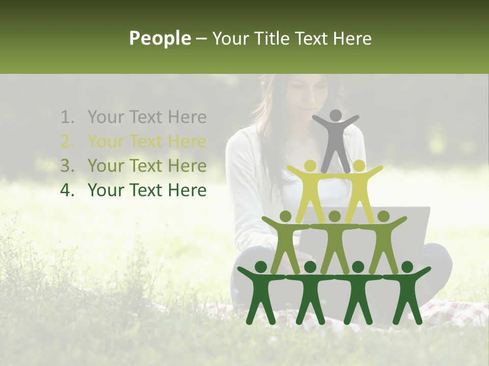Girl With Laptop In Nature PowerPoint Template