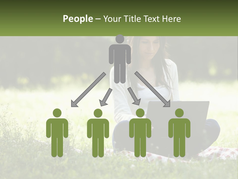 Girl With Laptop In Nature PowerPoint Template