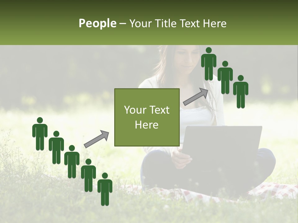 Girl With Laptop In Nature PowerPoint Template