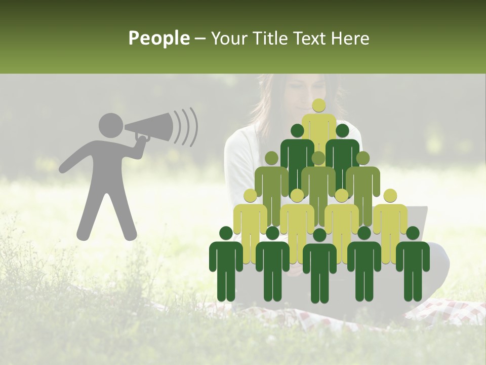 Girl With Laptop In Nature PowerPoint Template