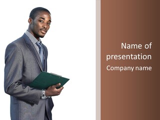 Man With A Folder PowerPoint Template