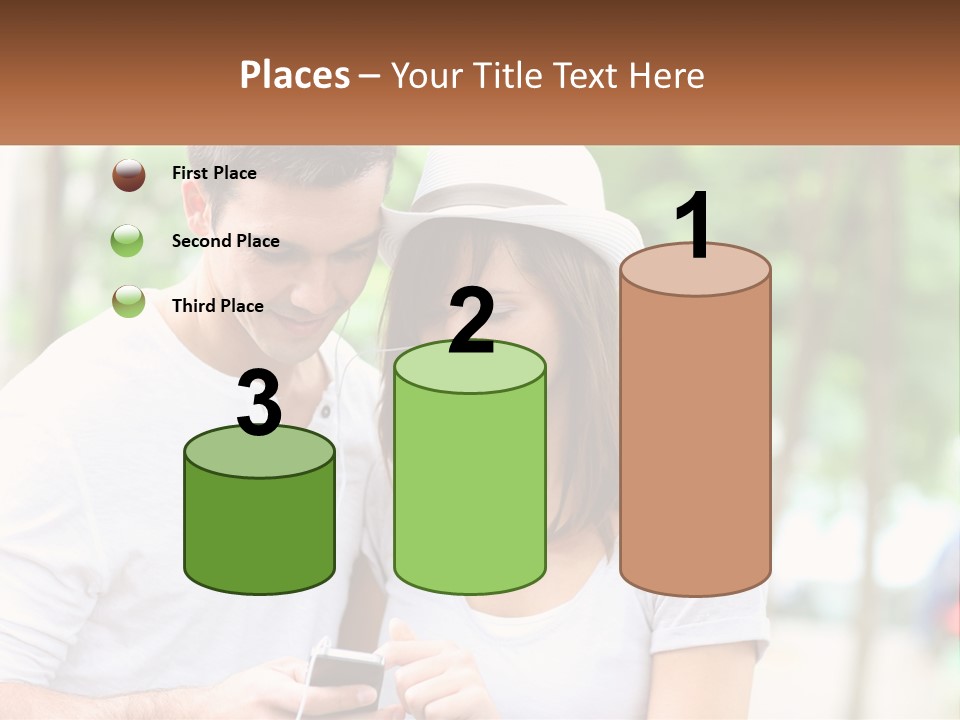 A Guy And A Girl Are Listening To Music PowerPoint Template