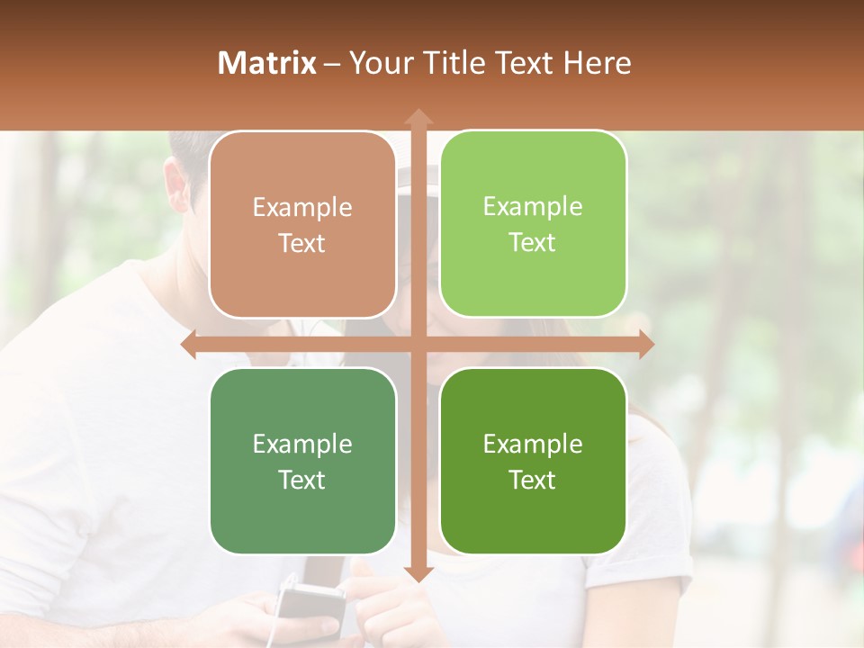 A Guy And A Girl Are Listening To Music PowerPoint Template