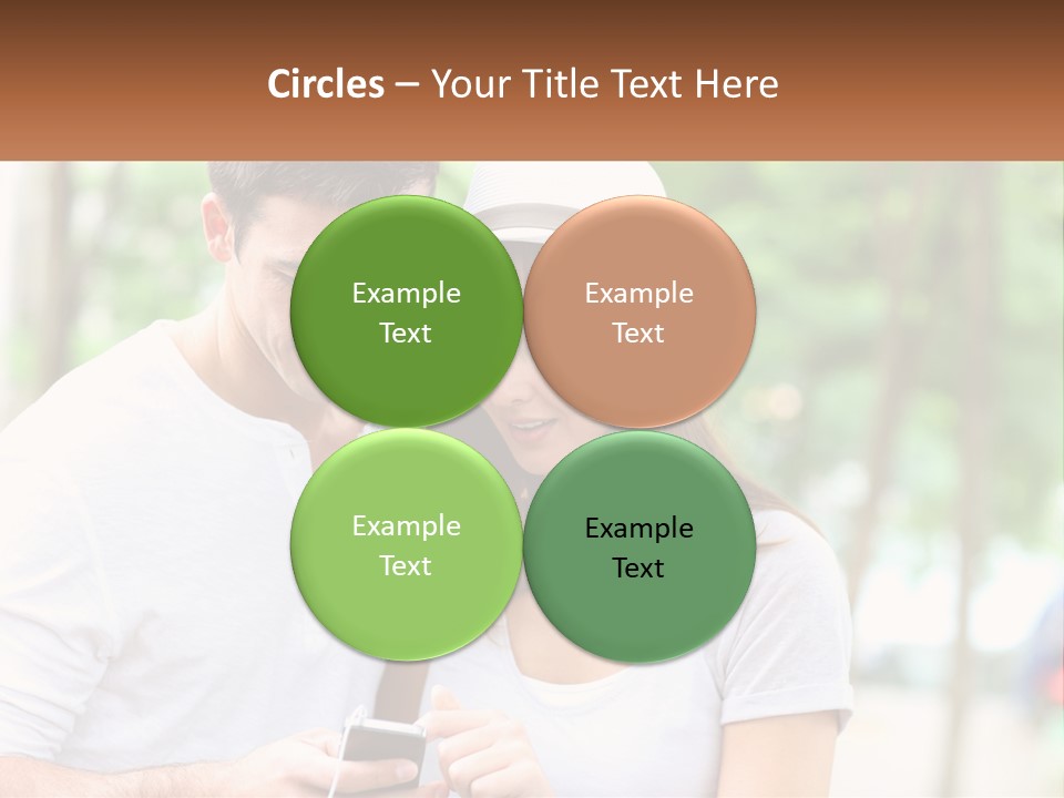 A Guy And A Girl Are Listening To Music PowerPoint Template