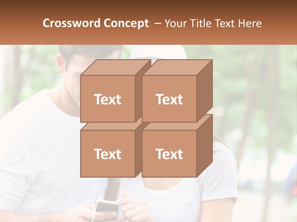 A Guy And A Girl Are Listening To Music PowerPoint Template