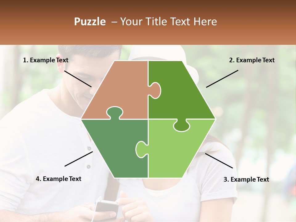 A Guy And A Girl Are Listening To Music PowerPoint Template