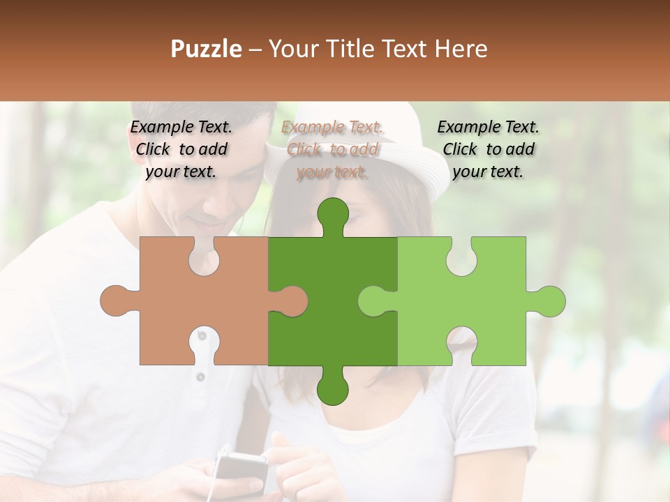 A Guy And A Girl Are Listening To Music PowerPoint Template