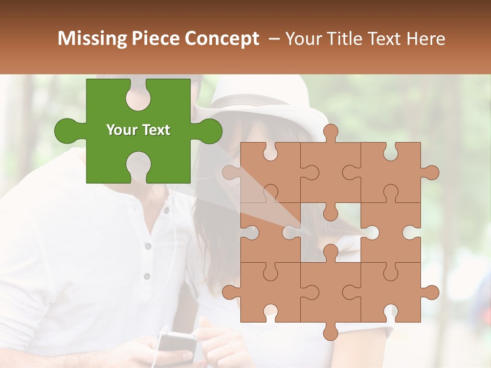 A Guy And A Girl Are Listening To Music PowerPoint Template