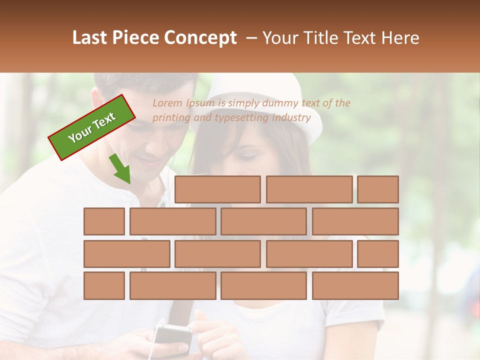 A Guy And A Girl Are Listening To Music PowerPoint Template