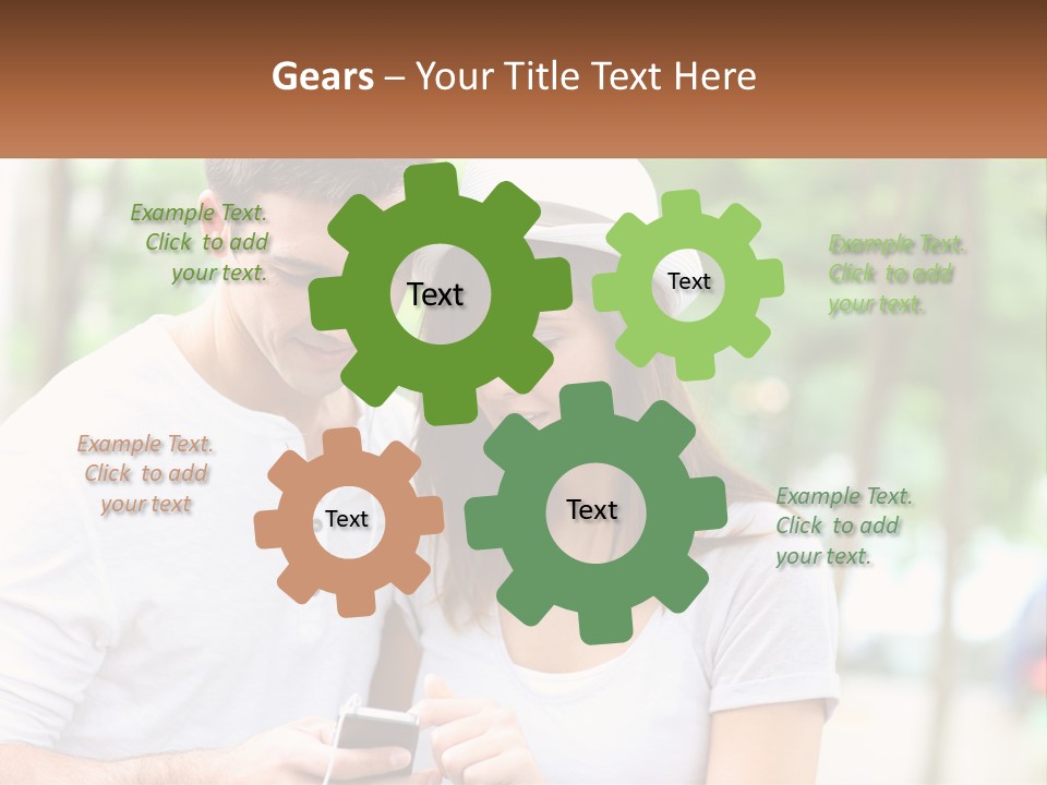 A Guy And A Girl Are Listening To Music PowerPoint Template