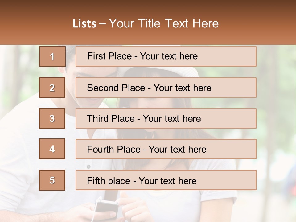 A Guy And A Girl Are Listening To Music PowerPoint Template