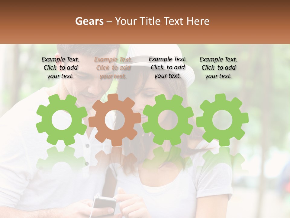 A Guy And A Girl Are Listening To Music PowerPoint Template