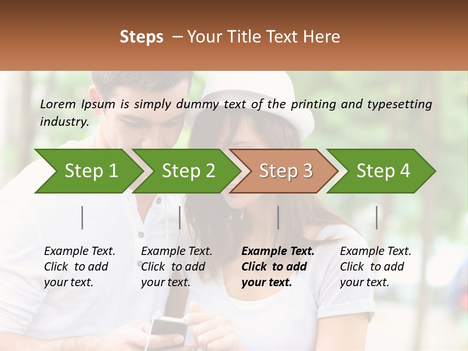 A Guy And A Girl Are Listening To Music PowerPoint Template