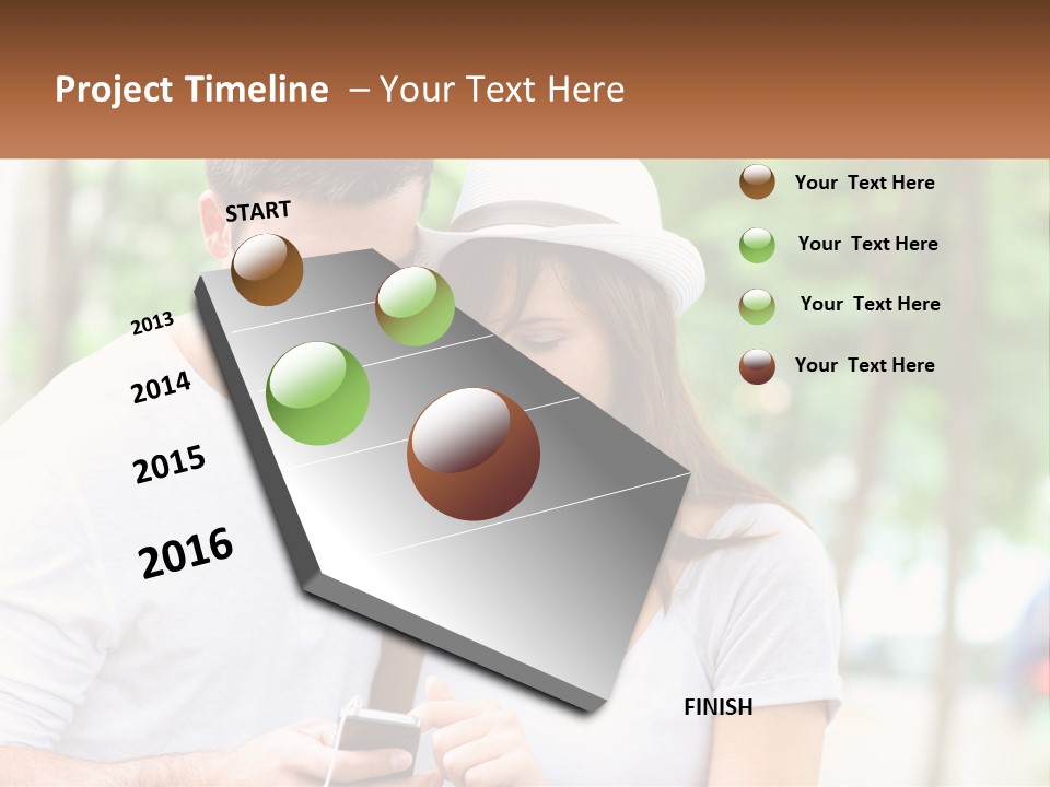 A Guy And A Girl Are Listening To Music PowerPoint Template