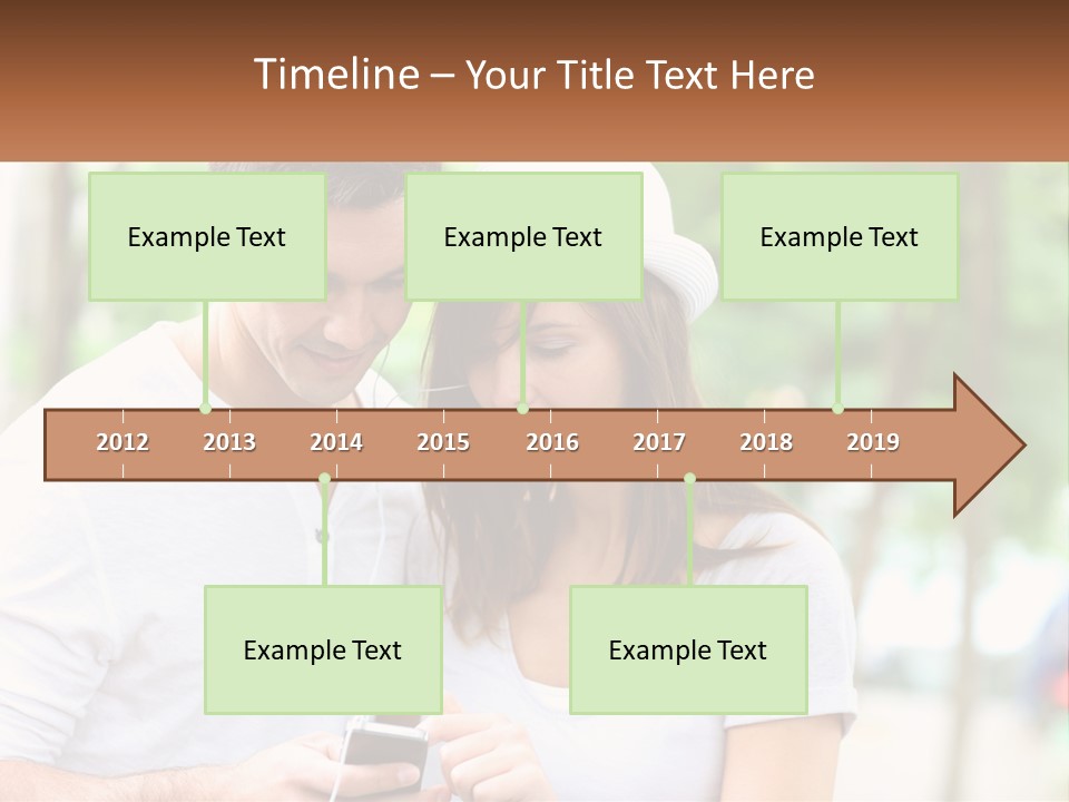 A Guy And A Girl Are Listening To Music PowerPoint Template