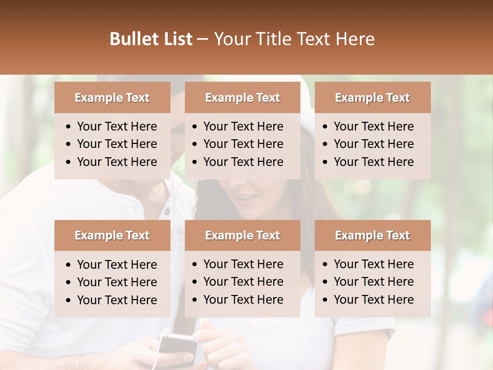 A Guy And A Girl Are Listening To Music PowerPoint Template