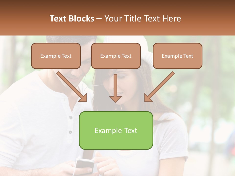A Guy And A Girl Are Listening To Music PowerPoint Template