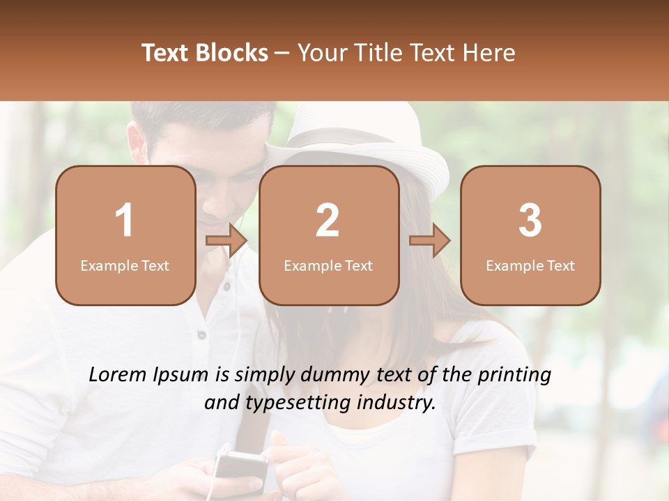 A Guy And A Girl Are Listening To Music PowerPoint Template