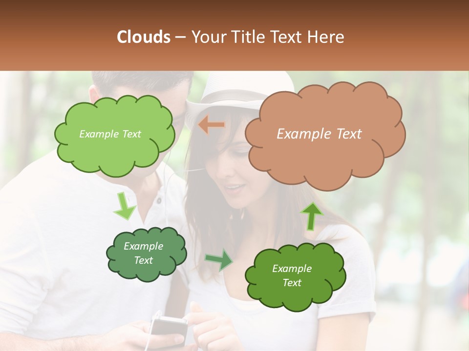 A Guy And A Girl Are Listening To Music PowerPoint Template