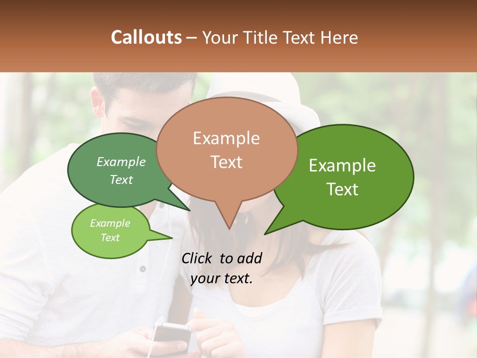 A Guy And A Girl Are Listening To Music PowerPoint Template