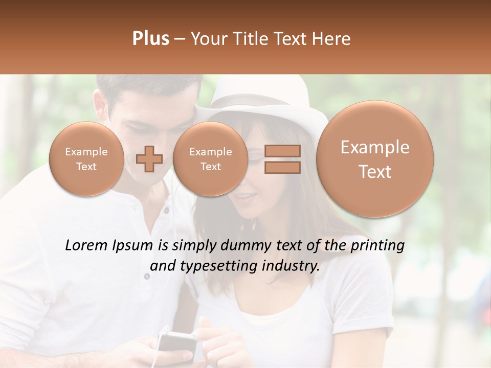 A Guy And A Girl Are Listening To Music PowerPoint Template