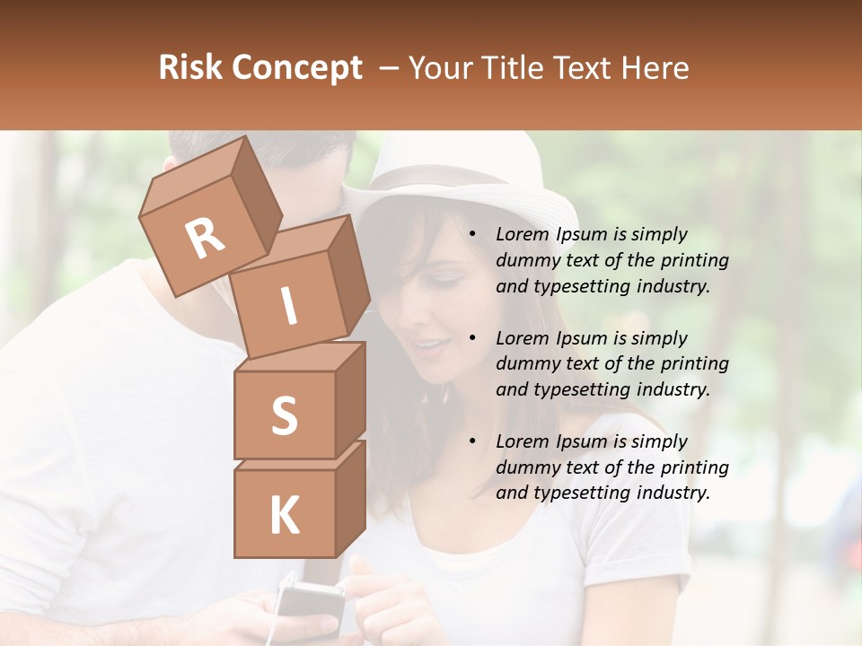 A Guy And A Girl Are Listening To Music PowerPoint Template