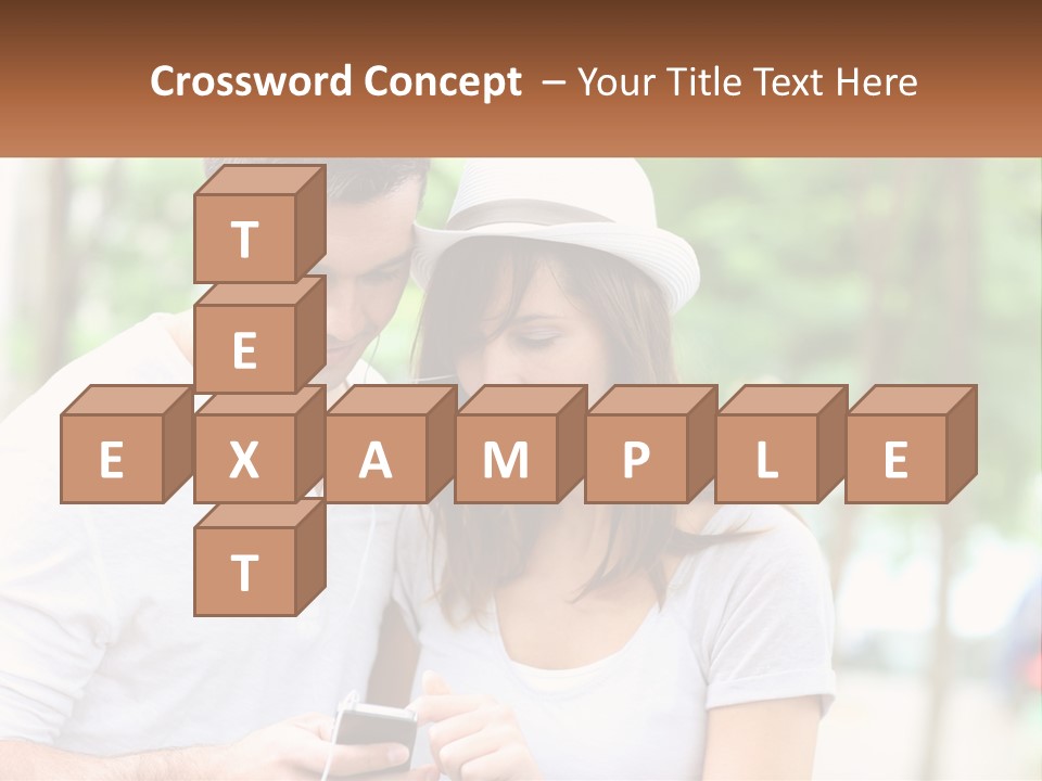 A Guy And A Girl Are Listening To Music PowerPoint Template