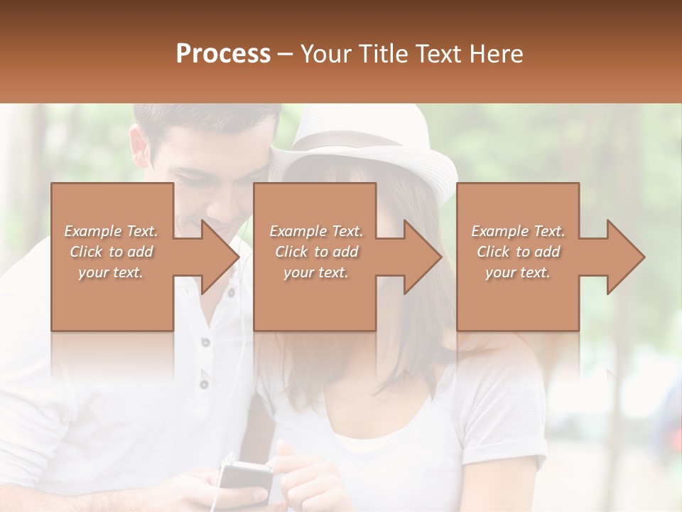 A Guy And A Girl Are Listening To Music PowerPoint Template