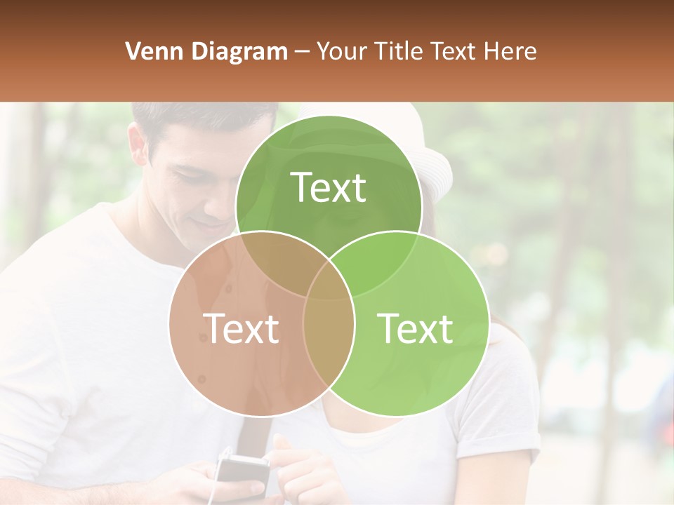 A Guy And A Girl Are Listening To Music PowerPoint Template