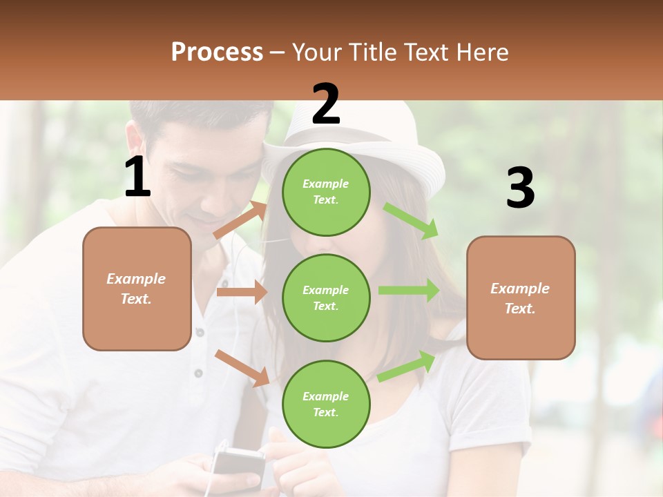 A Guy And A Girl Are Listening To Music PowerPoint Template