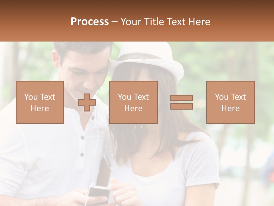 A Guy And A Girl Are Listening To Music PowerPoint Template