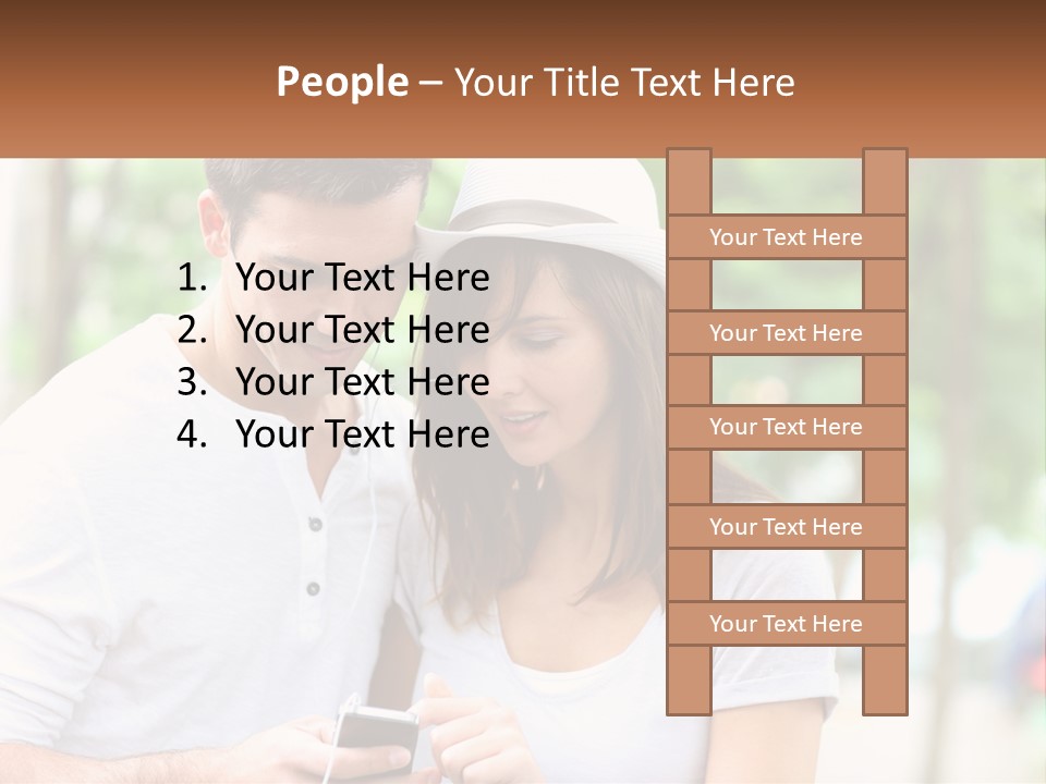 A Guy And A Girl Are Listening To Music PowerPoint Template