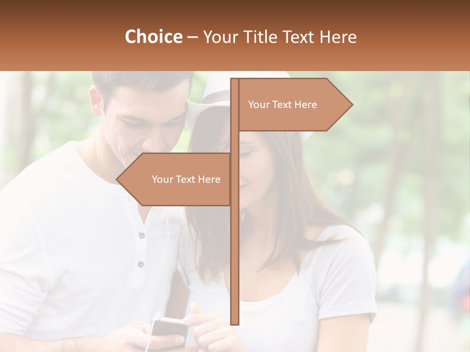 A Guy And A Girl Are Listening To Music PowerPoint Template