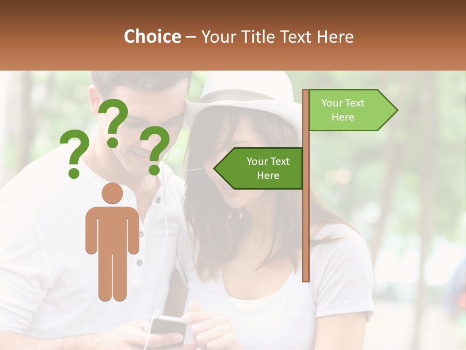 A Guy And A Girl Are Listening To Music PowerPoint Template