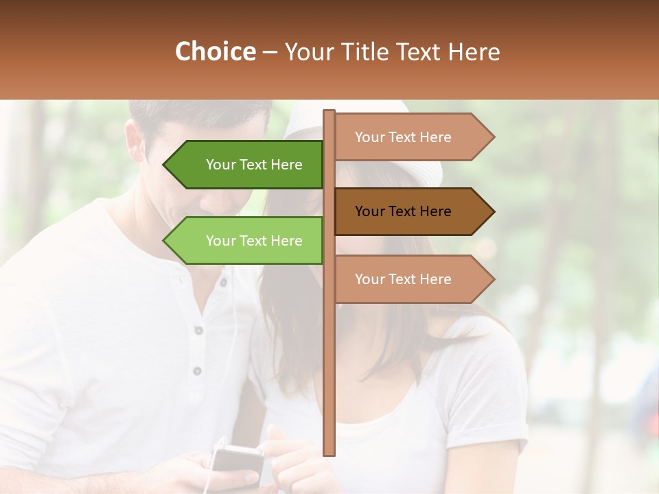 A Guy And A Girl Are Listening To Music PowerPoint Template