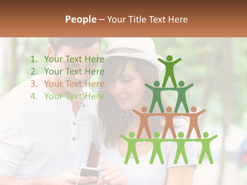 A Guy And A Girl Are Listening To Music PowerPoint Template