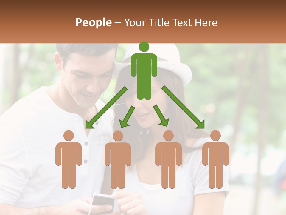 A Guy And A Girl Are Listening To Music PowerPoint Template