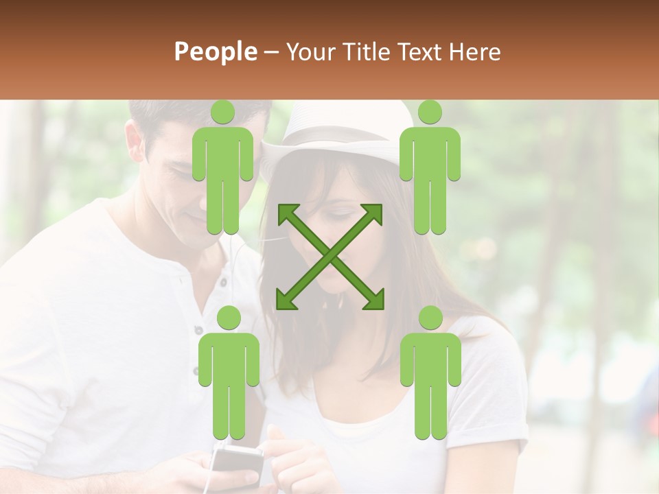 A Guy And A Girl Are Listening To Music PowerPoint Template