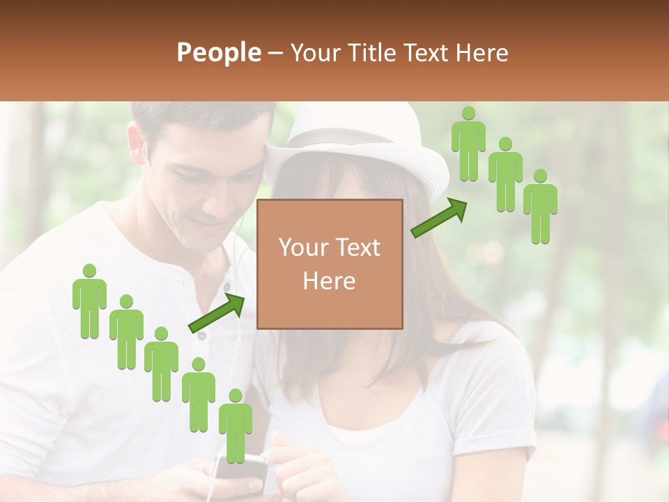 A Guy And A Girl Are Listening To Music PowerPoint Template